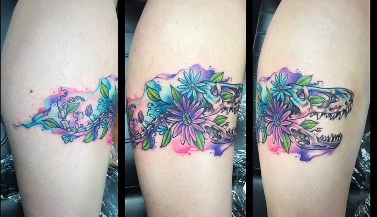 Watercolor floral band tattoo